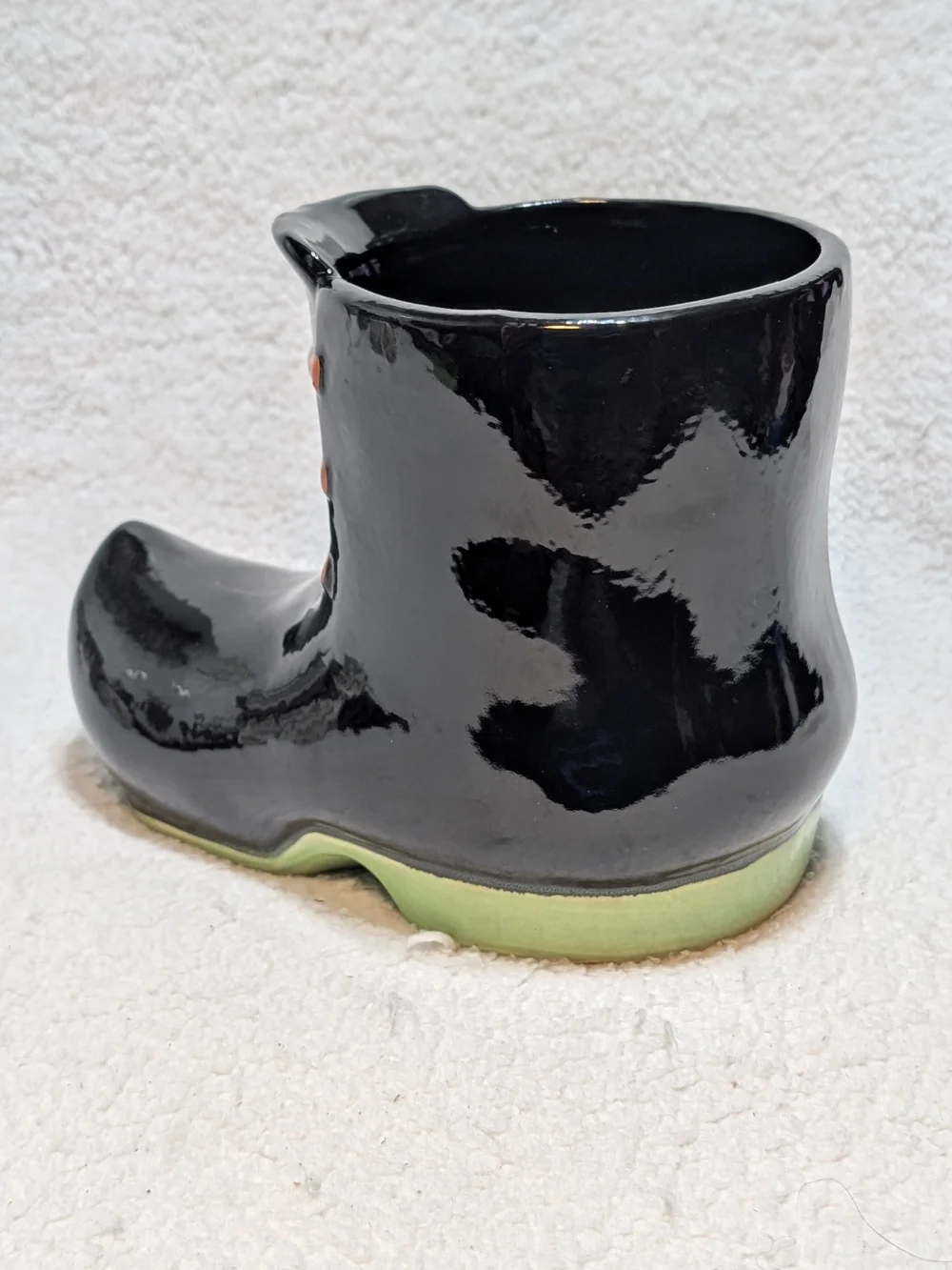 Yankee Candle Green Black Halloween Witch Boot Jar Candle Holder Ceramic Vase